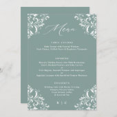 海エレガント緑ヴィンテージ結婚式メニュー メニュー (正面/裏面)