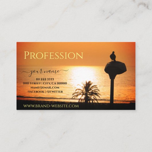 海オレンジグラデーションイエローサンセットカスタムロゴ 名刺 (裏面)