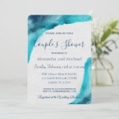 海オーガニックブルーウォーターカラーカップルのシャワー 招待状 (スタンド正面)