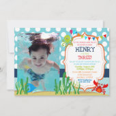 海カスタマイズの誕生日会の招待 招待状 (正面)