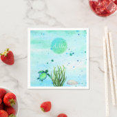 海カスタマイズ亀の赤ちゃんシャワーの下で スタンダードカクテルナプキン (インサイチュ)