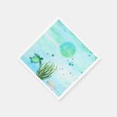 海カスタマイズ亀の赤ちゃんシャワーの下で スタンダードカクテルナプキン (角)