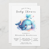 海カスタムクジラ赤ちゃんシャワー 招待状 (正面/裏面)