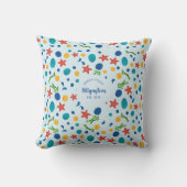 海カスタムファミリーネームビーチハウスシーコラージュ クッション (正面)