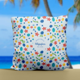 海カスタムファミリーネームビーチハウスシーコラージュ クッション