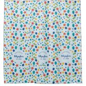 海カスタムファミリーネームビーチハウスシーコラージュ シャワーカーテン (正面)