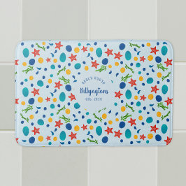 海カスタムファミリーネームビーチハウスシーコラージュ バスマット