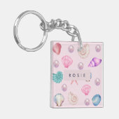 海カスタムモノグラムコースタルシーシェルパールの贈り物 キーホルダー (正面左)