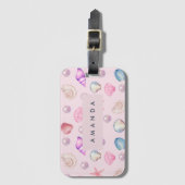 海カスタムモノグラムコースタルシーシェルパールの贈り物 ラゲッジタグ (正面縦)