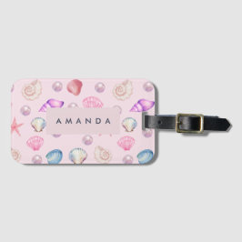 海カスタムモノグラムコースタルシーシェルパールの贈り物 ラゲッジタグ