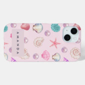 海カスタムモノグラムコースタルシーシェルパールの贈り物 Case-Mate iPhoneケース (裏面 (横))