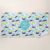 海カッコいい馬の模様モノグラムの ビーチタオル (正面)