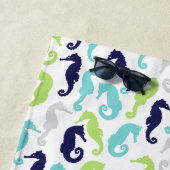 海カッコいい馬の模様モノグラムの ビーチタオル (インサイチュ)