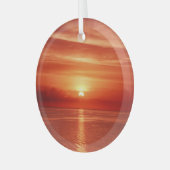 海カラフルでの日の出、劇的な雲。 ガラスオーナメント (正面左)