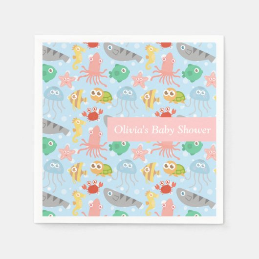 海カラフルのパーティー用品 スタンダードカクテルナプキン (正面)