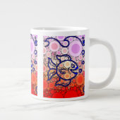 海カラフルの下で泡立つ魚がモザイク泳ぐ ジャンボコーヒーマグカップ (右)