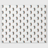 海カラフルの下の可愛い海航海の馬 ラッピングペーパー (フラット)