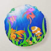 海カラフルの下の水中競技魚 ラウンドクッション (裏面)