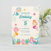 海カラフルの誕生日の下で人魚 招待状 (スタンド正面)