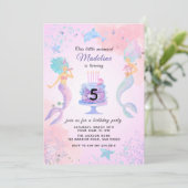 海カラフルの誕生日パーティーの下の人魚 招待状 (スタンド正面)