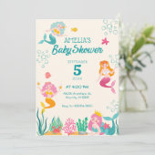 海カラフルの赤ちゃんシャワーの下の人魚 招待状 (スタンド正面)