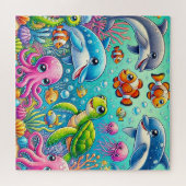 海カラフルをテーマにした水中のシよくはしゃぐーン ジグソーパズル (横)