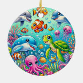 海カラフルをテーマにした水中のシよくはしゃぐーン セラミックオーナメント (裏面)