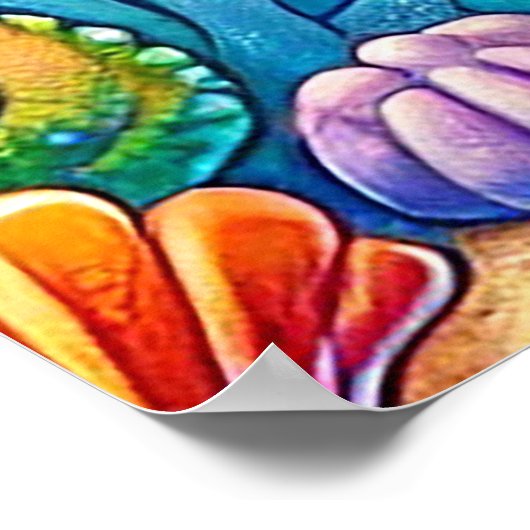 海カラフルをテーマにした水中のシよくはしゃぐーン ポスター (角)