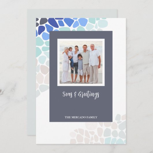 海カラフルガラスのクリスマス写真 シーズンカード (正面/裏面)