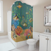 海カラフルサンゴ礁シャワーカーテン シャワーカーテン (インサイチュ)