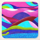 海カラフルヒルズ スクエアペーパーコースター (正面)