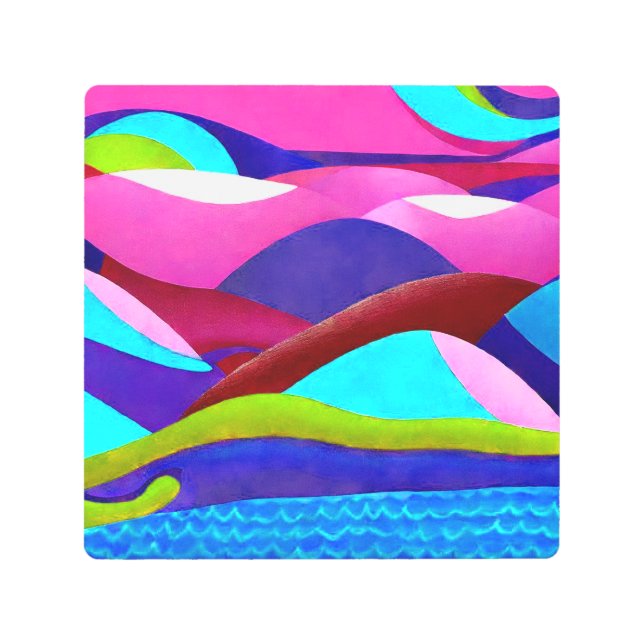 海カラフルヒルズ メタルプリント (正面)