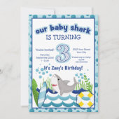 海カラフルビーチシャーク第3誕生日 招待状 (正面)