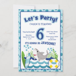 海カラフルビーチシャーク6位誕生日招待状 招待状
