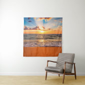 海カラフルビーチ日の出と深い青空と タペストリー (インサイチュ)