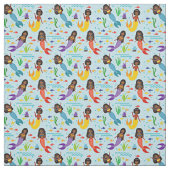 海カラフル下の人魚と魚オンブルー ファブリック (見本)