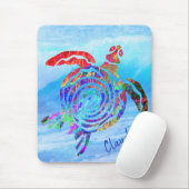 海カラフル亀が海波を泳ぐ マウスパッド (マウス)