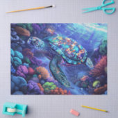 海カラフル亀と珊瑚の分離 薄葉紙 (クラフト)