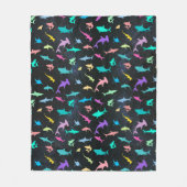 海カラフル勾配パーティー下のサメ フリースブランケット (正面)