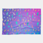 海カラフル学校パーティーの下のサメ キッチンタオル (横)