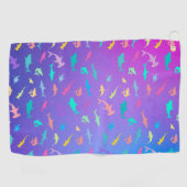 海カラフル学校パーティーの下のサメ ゴルフタオル (横)