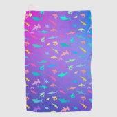 海カラフル学校パーティーの下のサメ ゴルフタオル (正面)