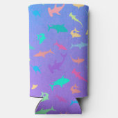 海カラフル学校パーティーの下のサメ スリム缶クーラー (裏面)