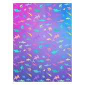 海カラフル学校パーティーの下のサメ テーブルクロス (正面)