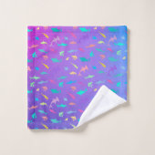 海カラフル学校パーティーの下のサメ バスタオルセット (ウォッシュタオル)