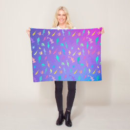 海カラフル学校パーティーの下のサメ フリースブランケット