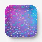 海カラフル学校パーティーの下のサメ ペーパープレート (正面)