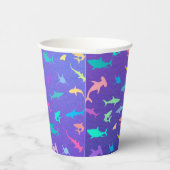 海カラフル学校パーティーの下のサメ 紙コップ (右)