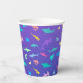 海カラフル学校パーティーの下のサメ 紙コップ (正面)