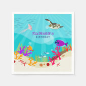 海カラフル海獣子供の誕生日 スタンダードカクテルナプキン (正面)